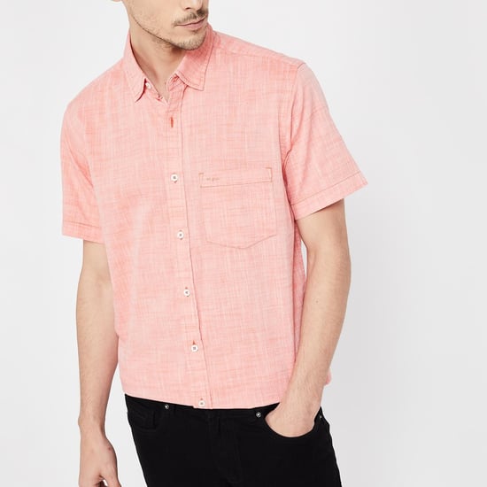COLORPLUS Slim Fit Yarn Dyed Short-Sleeve Shirt     