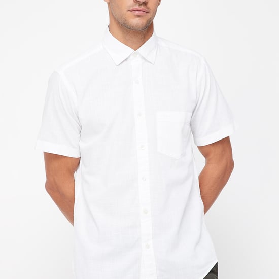 COLORPLUS Slim Fit Solid Half Sleeve Shirt     