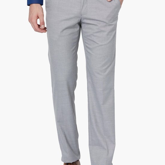 VAN HEUSEN Textured Low-Rise Slim Fit Trousers