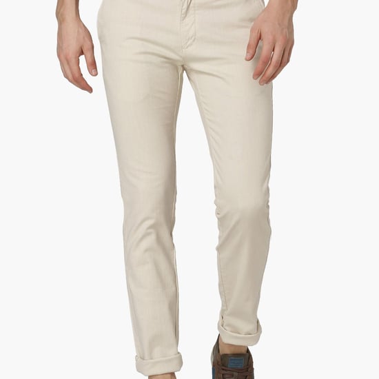 INDIAN TERRAIN Solid Low Rise Slim Fit Trousers