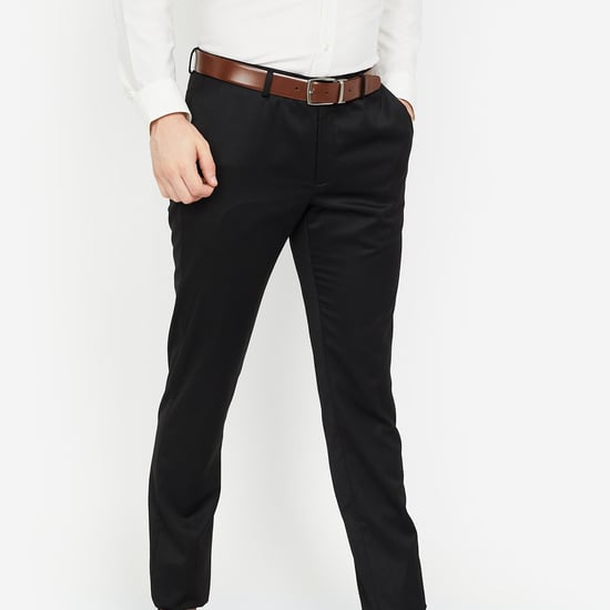 BLACKBERRYS Solid Flat Front Slim Fit Trousers