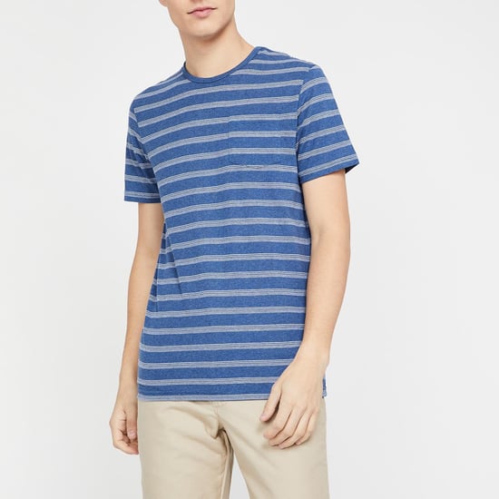 CELIO Slim Fit Striped Crew-Neck T-shirt     