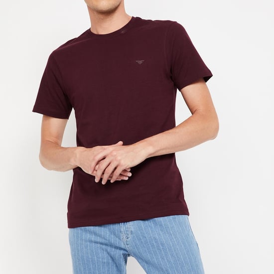 FAME FOREVER Solid Regular Fit Crew-Neck T-shirt
