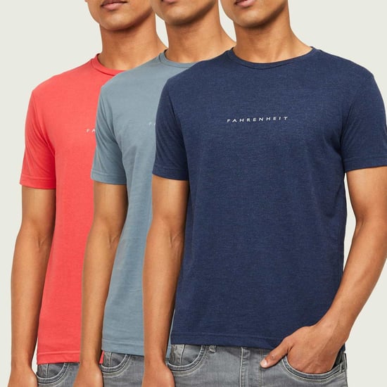 FAHRENHEIT Men Printed Crew Neck Regular Fit T-shirt - Set of 3
