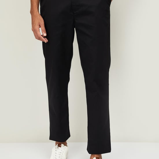 COLORPLUS Men Solid Slim Fit Casual Trousers