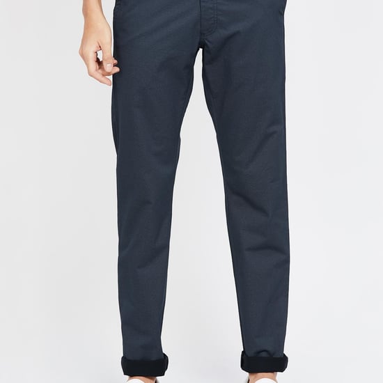 ALLEN SOLLY Textured Slim Fit Casual Trousers