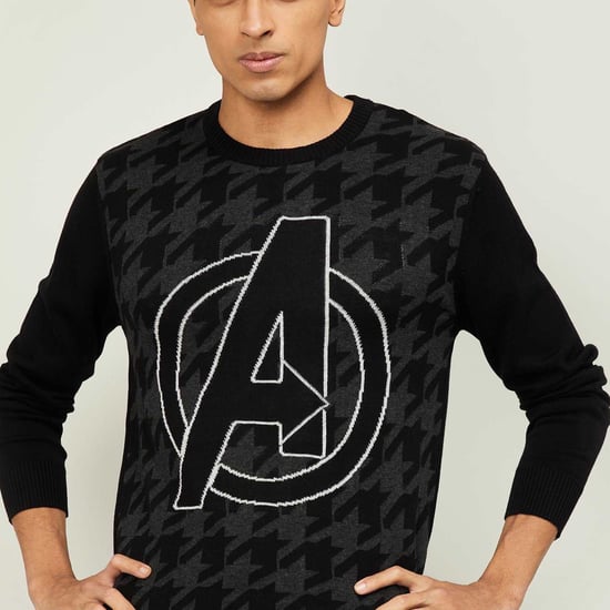 FREE AUTHORITY Men The Avengers Pattern Houndstooth Sweater