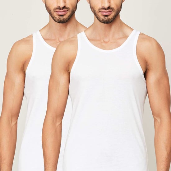 FAME FOREVER Men Solid Sleeveless Vest - Set of 2