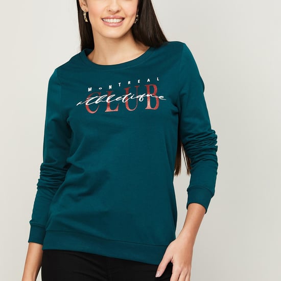 FAME FOREVER Women Typographic Printed Round Neck Sweatshirt