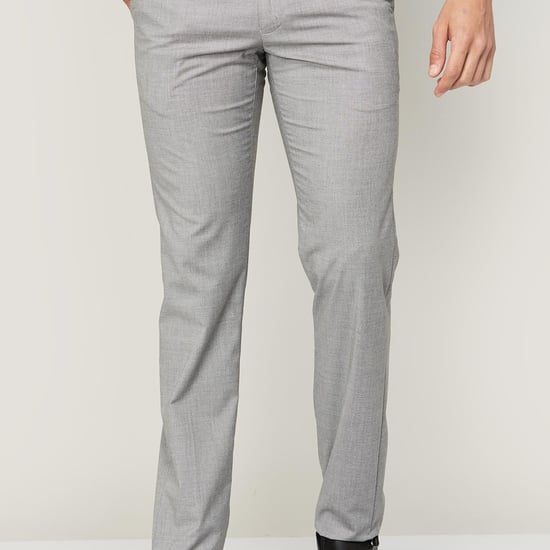 VAN HEUSEN Men Textured Slim Tapered Formal Trousers