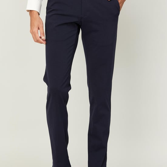 VAN HEUSEN Men Solid Slim Fit Formal Trousers