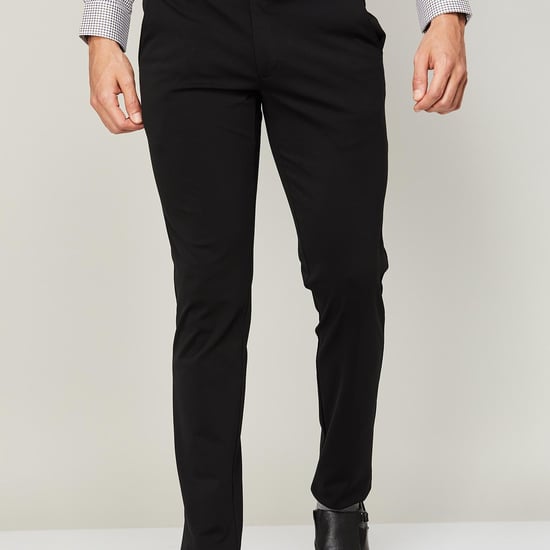 VAN HEUSEN Men Solid Full-Length Super Slim Formal Trousers