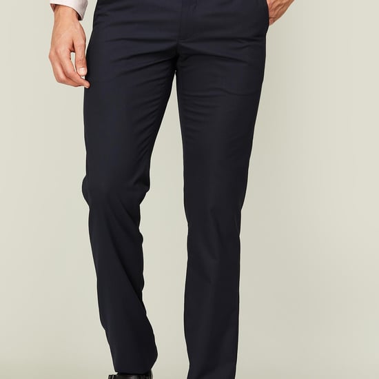 VAN HEUSEN Men Solid Slim Tapered Formal Trousers