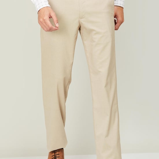 VAN HEUSEN Men Solid Slim Tapered Formal Trousers