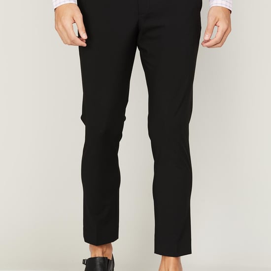 CODE Men Solid Super Slim Fit Formal Trousers