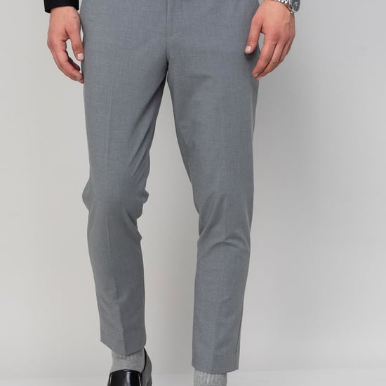 CODE Men Solid Super Slim Fit Formal Trousers