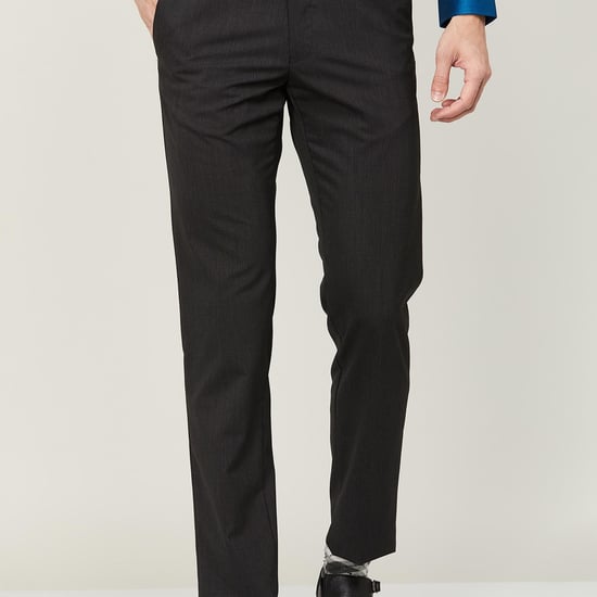 VAN HEUSEN Men Solid Slim Tapered Formal Trousers