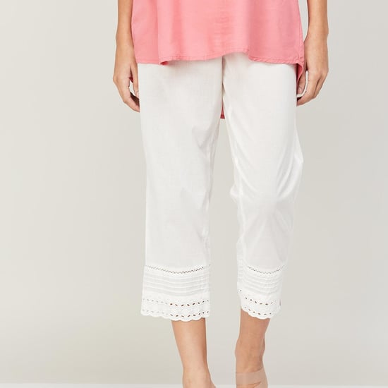 BIBA Women Solid Drawstring Straight Pants