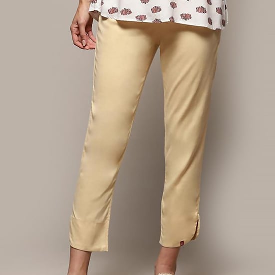 BIBA Women Solid Elasticated Straight Pants