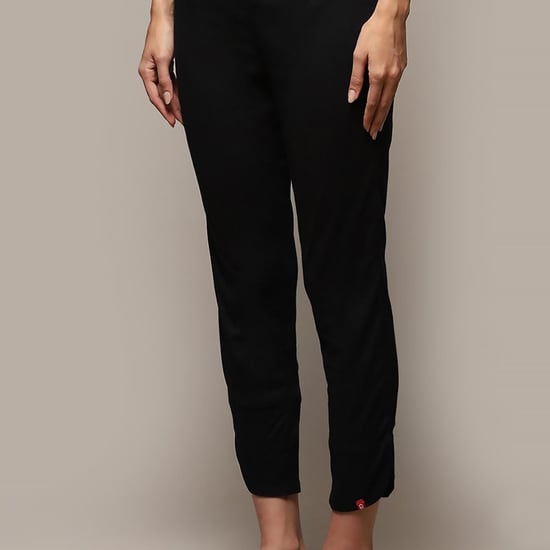 BIBA Women Solid Elasticated Straight Pants