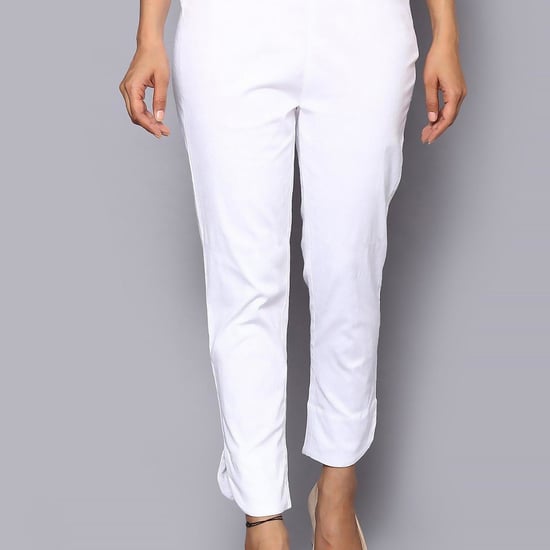 BIBA Women Solid Elasticated Straight Pants