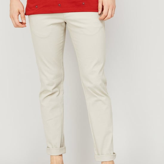 CODE Men Solid Slim Tapered Casual Trousers
