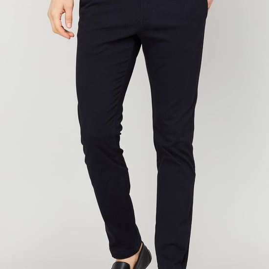 CODE Men Solid Slim Tapered Casual Trousers
