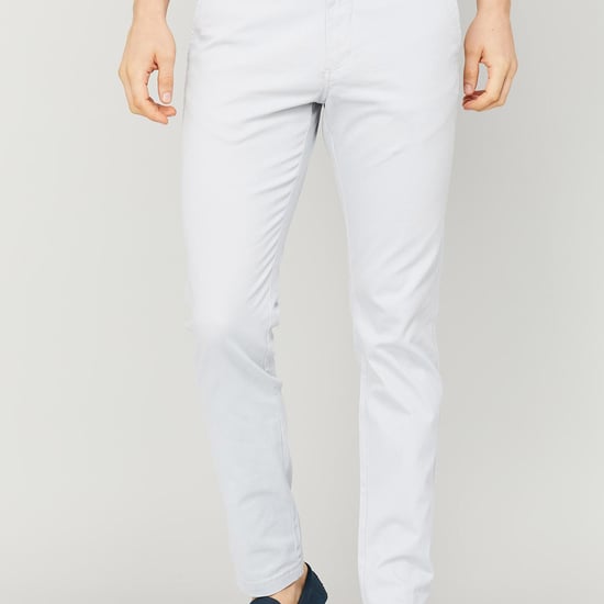 CODE Men Solid Slim Tapered Casual Trousers