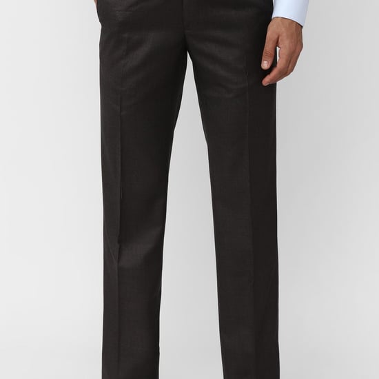 VAN HEUSEN Men Slim Tapered Flat Front Formal Trousers