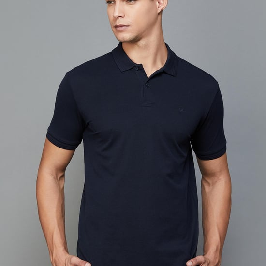 ALLEN SOLLY Men Solid Regular Fit Polo T-shirt
