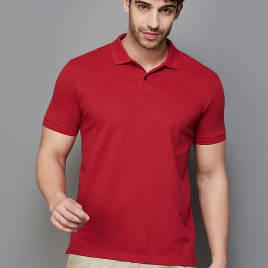 ALLEN SOLLY Men Solid Polo T-shirt