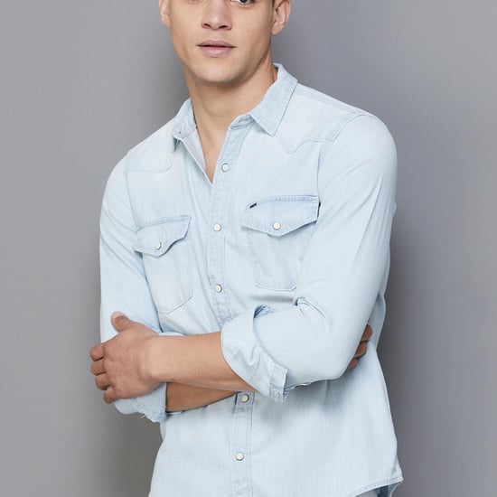 PEPE JEANS Men Washed Regular Fit Denim Shirt