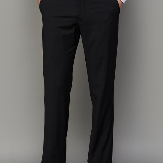 LOUIS PHILIPPE Men Solid Slim Straight Formal Trousers