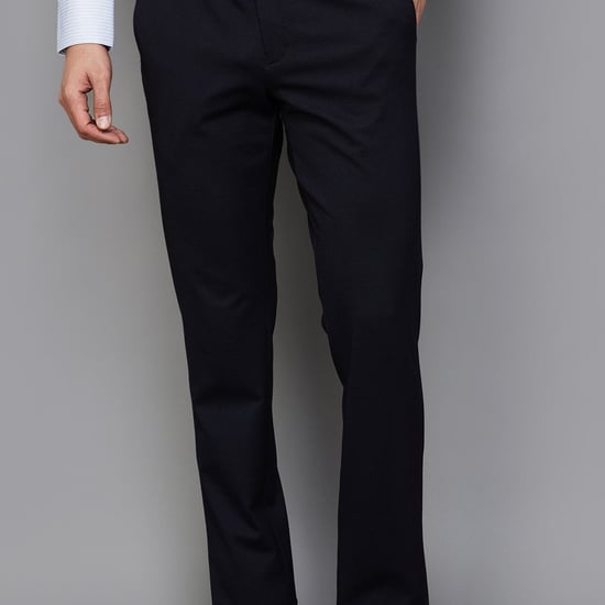 BLACKBERRYS Men Solid Slim Straight Formal Trousers