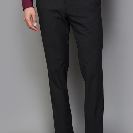 BLACKBERRYS Men Solid Slim Straight Fit Formal Trousers