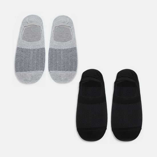 CODE Men Patterned Knit No-Show Socks - Pack of 2