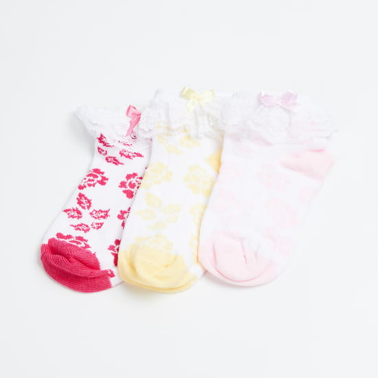 FAME FOREVER Girls Patterned Ankle-Length Socks - Pack of 3 Pairs