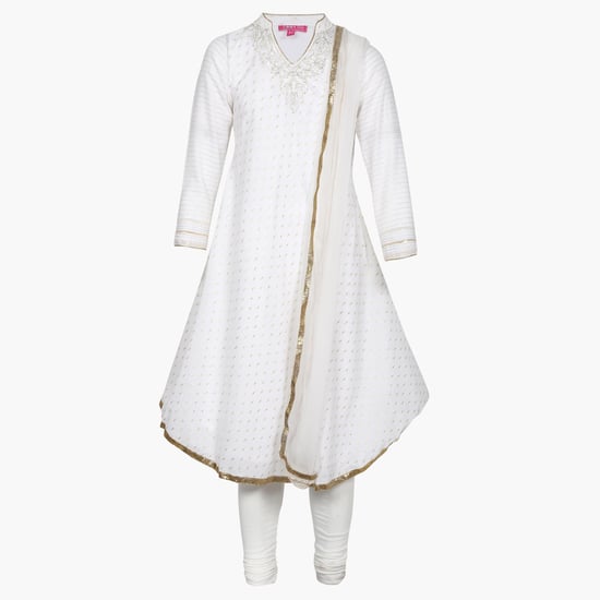 BIBA Sequined Full Sleeves Salwar Kameez Set- 3 Pcs.