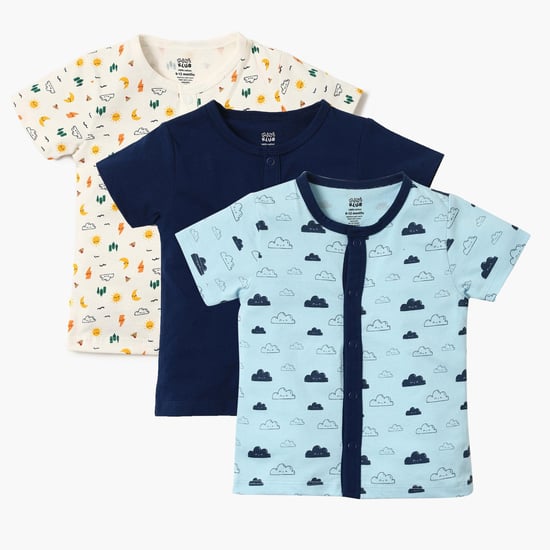 FS MINI KLUB Infant Snap-Button Placket T-Shirt Set- 3 Pcs.
