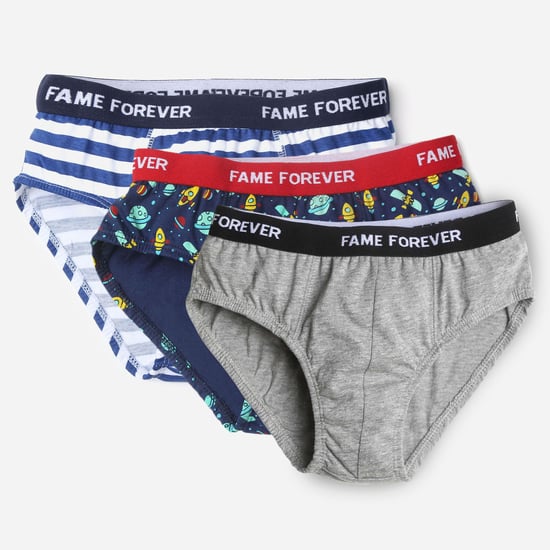 FAME INNERWEAR Printed Knitted Briefs- Pack of 3 Pcs.
