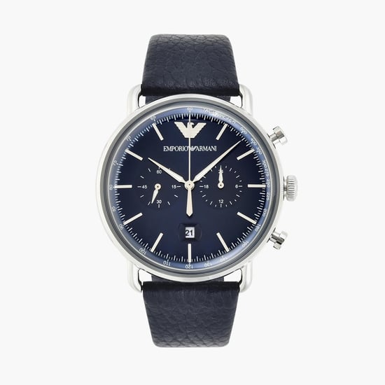EMPORIO ARMANI Men Chronograph Watch with Leather Strap