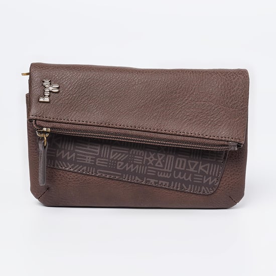 BAGGIT Textured Wallet with Printed Panels Brown