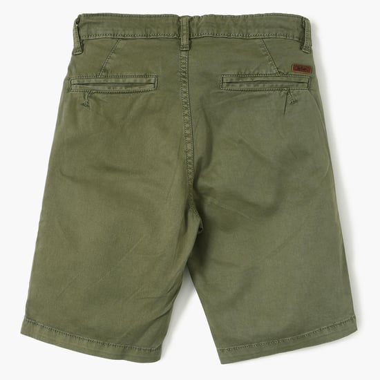 LEE COOPER JUNIORS Solid Low Rise Shorts Green