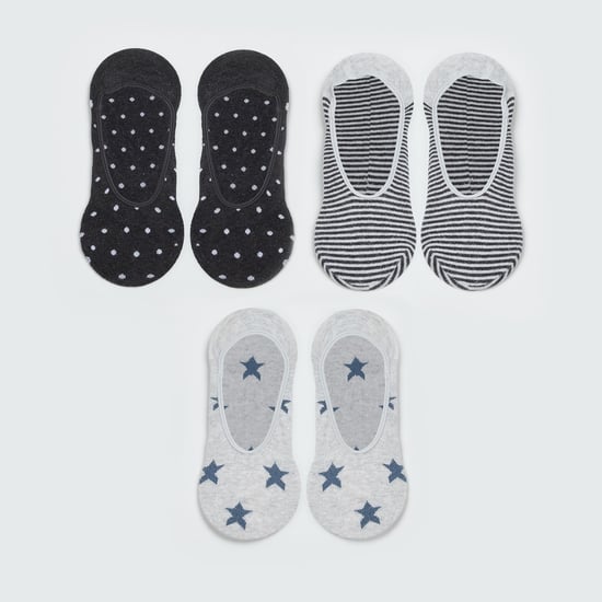 GINGER Women Patterned Knit No-Show Socks - Pack of 3
