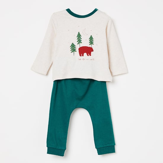 FS MINI KLUB Bear Print Lounge T-shirt with Pyjamas - Set of 2 Pcs.
