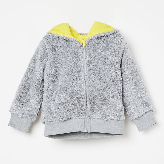 FS MINI KLUB Triangular Trim Faux-Fur Hoodie