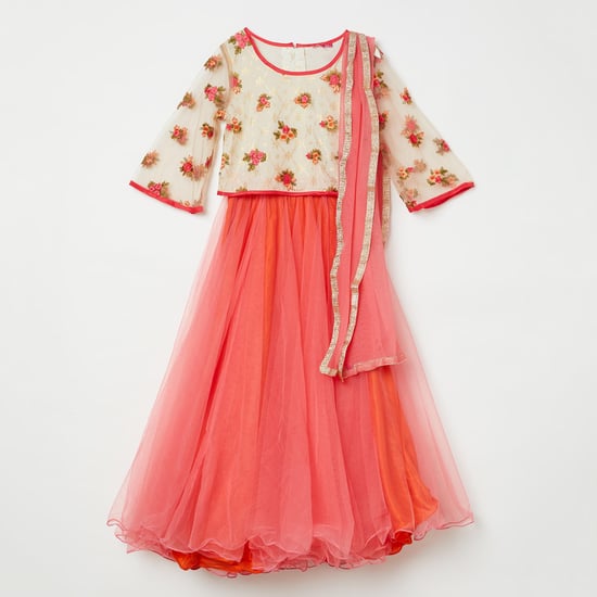 BIBA Embroidered Top with Lehenga