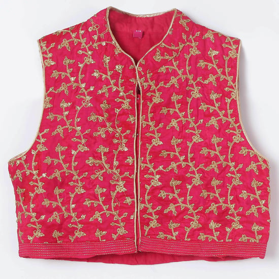 BIBA Flared Kurta with Embroidered Jacket, Churidar & Dupatta