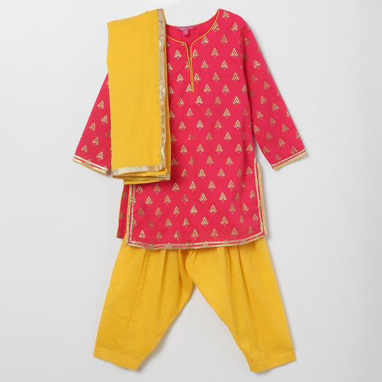 BIBA Printed Kurta with Salwar and Dupatta