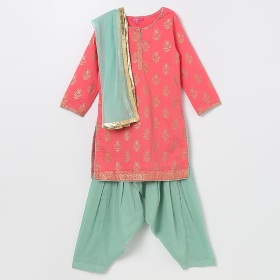BIBA Printed Kurta with Salwar and Dupatta